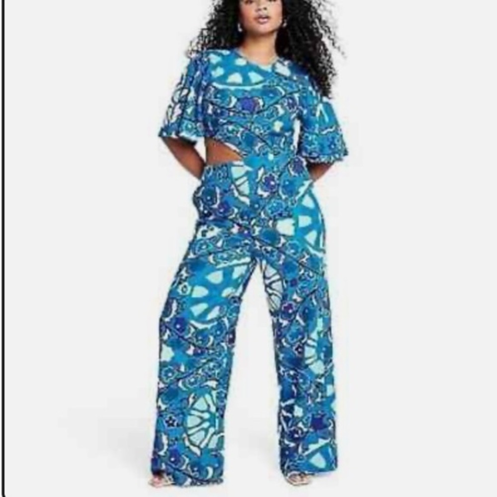 Rhode x Target Zinnia Floral Print Bell Sleeve Cut Out Jumpsuit XL